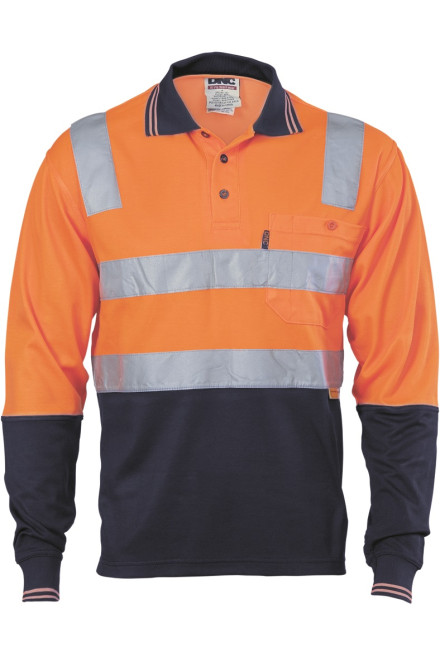 Hi Vis Two Tone Cotton Back L/S Polo Shirt with CSR R/Type